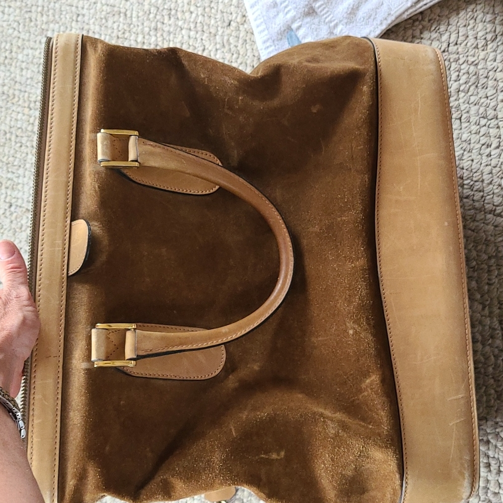 GUCCI suede travel bag, vintage, large rectangular satchel, rare - Picture 16 of 16